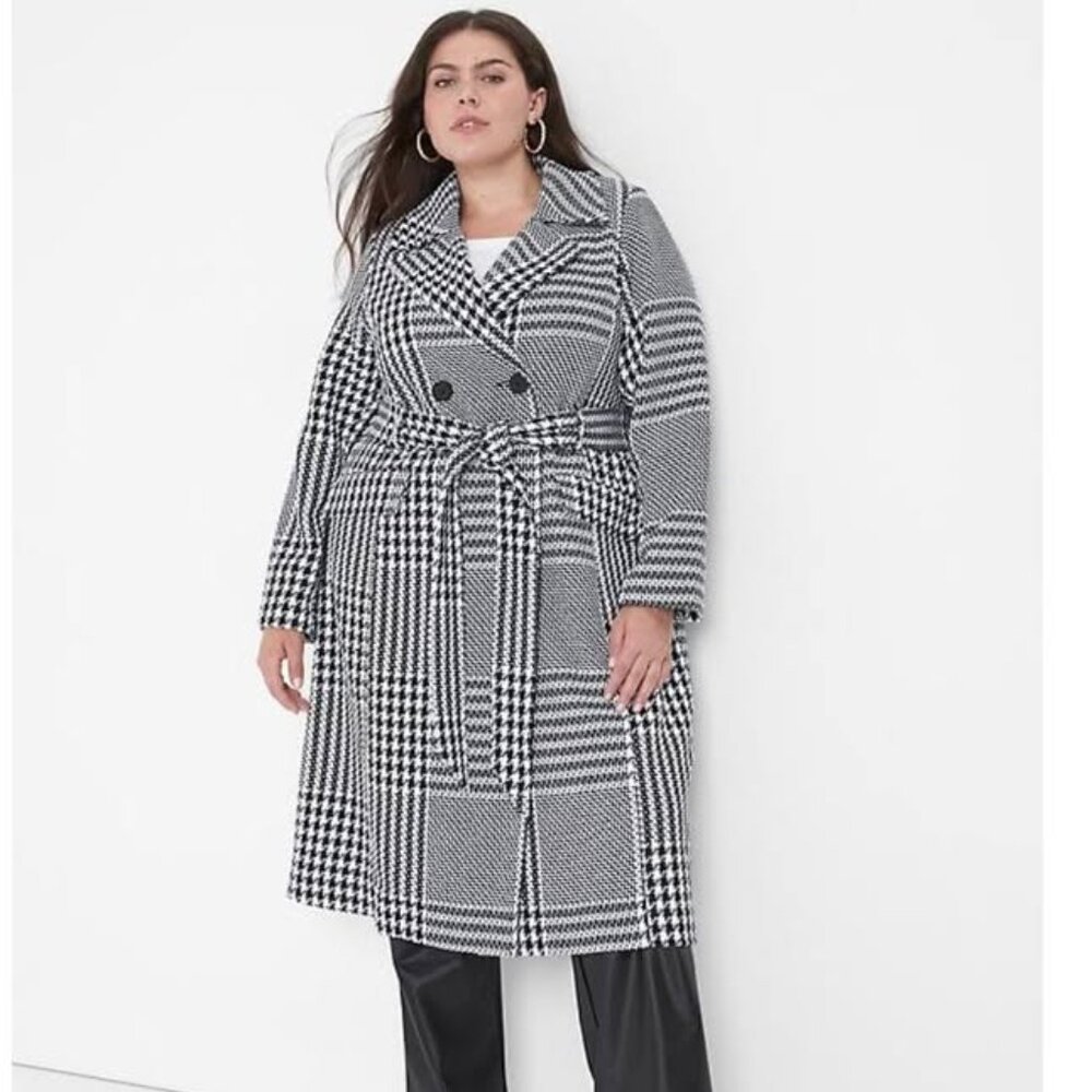 Lane Bryant Houndstooth Trench Coat - Plus Size 24